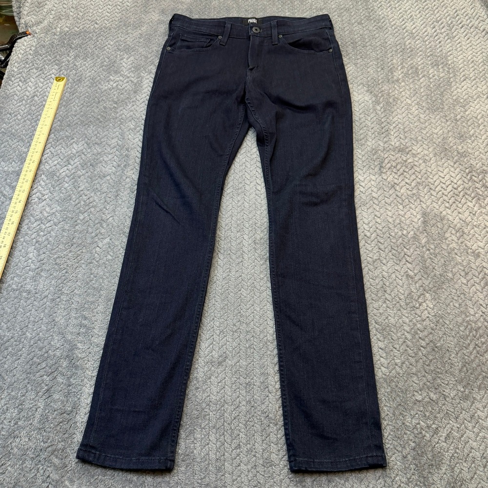Paige Croft Skinny Fit Jeans Mens 31x31 Inkwell Dark Blue Stretch Slim Fit Denim